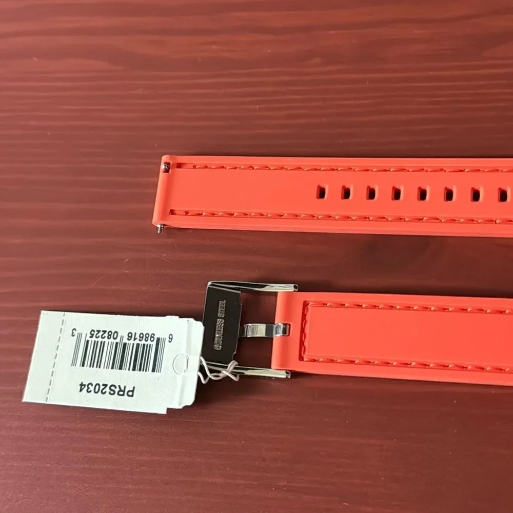 NWT Fossil Orange Watch Strap Belt Silicone Silver Buckle